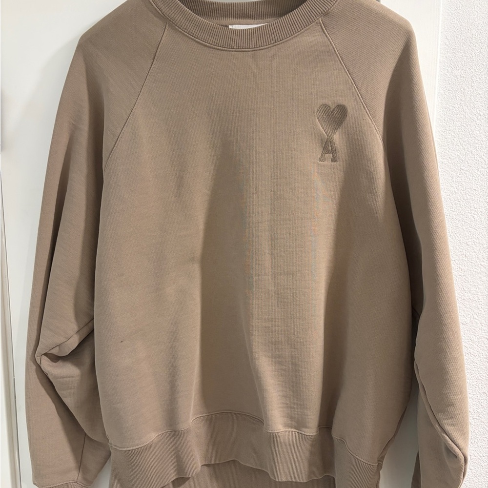 Ami Paris XXXL men’s Beige Crewneck heavy Sweatshirt